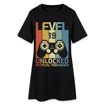 Level 19 Freigeschalteter offizieller Teenager - Frauen T-Shirt-Kleid - Schwarz - Vorne