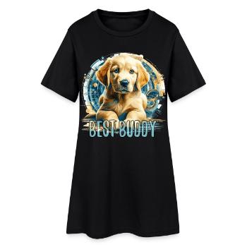 Golden Retriever chiot mignon famille chien cadeau - Robe T-shirt Femme - noir - Devant