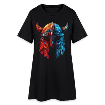 Wikinger-Helm mit Hörnern - Frauen T-Shirt-Kleid - Schwarz - Vorne