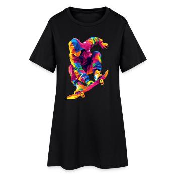 Homme qui fait du Skate - Robe T-shirt Femme - noir - Devant