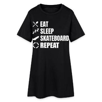 Manger, dormir, faire du skateboard, répéter - Robe T-shirt Femme - noir - Devant