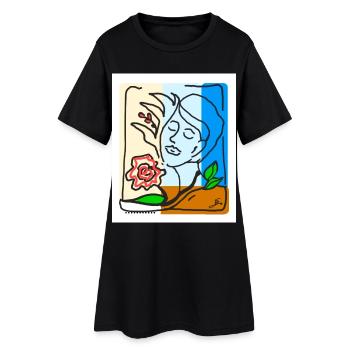 EC Femme I Fleurs I CadeauI Fête des mères I Journée de la femme - Robe T-shirt Femme - noir - Devant