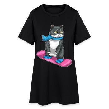 Snowboard britannique à cheveux courts - Robe T-shirt Femme - noir - Devant