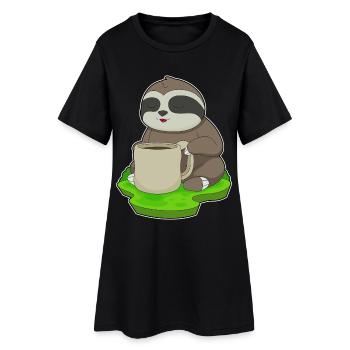 Tasse de café paresseux - Robe T-shirt Femme - noir - Devant