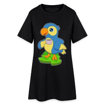 Papagei Tasse Kaffee - Frauen T-Shirt-Kleid - Schwarz - Vorne