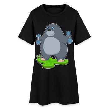 Bodybuilder Mole Haltères Bodybuilding - Robe T-shirt Femme - noir - Devant