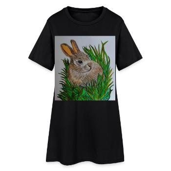 EG Hase I Tier I Ostern I Geschenkidee I Urlaub - Frauen T-Shirt-Kleid - Schwarz - Vorne