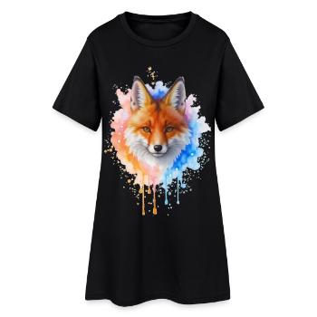 Renard aquarelle - Robe T-shirt Femme - noir - Devant