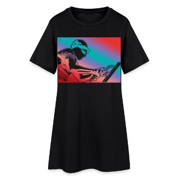 Soudeur Look rétro - Robe T-shirt Femme - noir - Devant