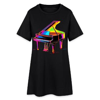 Aile Retrowave - Robe T-shirt Femme - noir - Devant