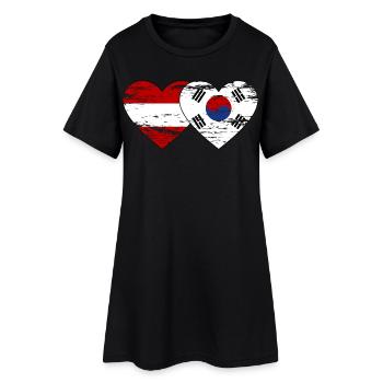 Autriche Corée du Sud Drapeau Coeur Utilisé - Robe T-shirt Femme - noir - Devant