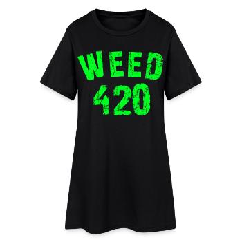 Motif 420 emblématique en vert fluo - Robe T-shirt Femme - noir - Devant