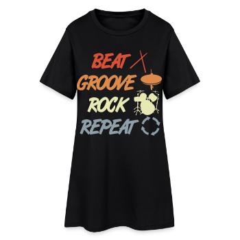 Batterie Look Vintage - Robe T-shirt Femme - noir - Devant