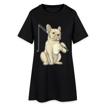 Canne à pêche bouledogue français Canne à pêche Canne à pêche - Robe T-shirt Femme - noir - Devant