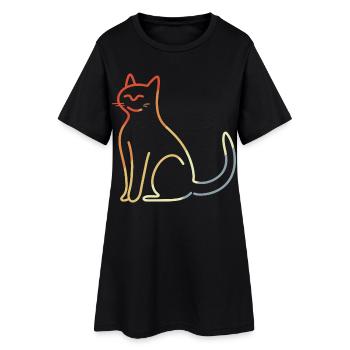 Croquis de chat Look Vintage - Robe T-shirt Femme - noir - Devant