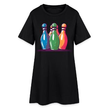 Quilles de bowling style comique - Robe T-shirt Femme - noir - Devant