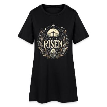 Il est la Croix Ressuscitée & la Lumière - Robe T-shirt Femme - noir - Devant