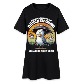 Lustige Möwe im Sturm Lustiger Spruch Büschen Wind - Frauen T-Shirt-Kleid - Schwarz - Vorne