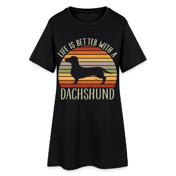 La vie est meilleure avec un teckel - Teckel drôle - Robe T-shirt Femme - noir - Devant