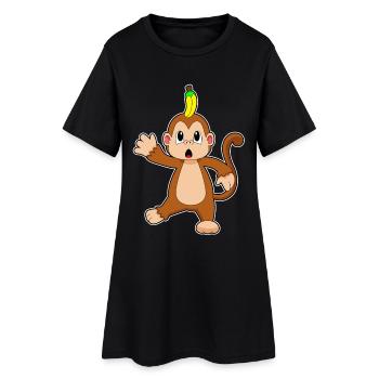 Affe Banane  - Frauen T-Shirt-Kleid - Schwarz - Vorne
