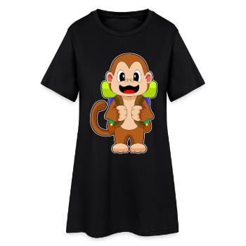 Affe Wanderer Rucksack Wandern - Frauen T-Shirt-Kleid - Schwarz - Vorne