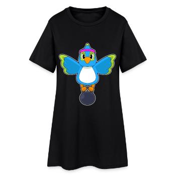 Perroquet Bodybuilder Haltère Musculation - Robe T-shirt Femme - noir - Devant