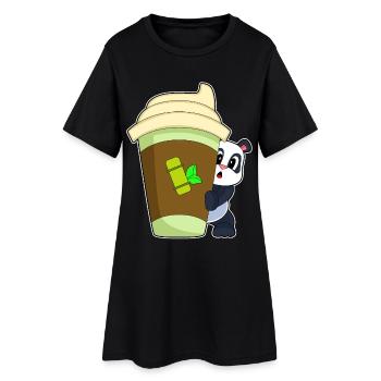 Tasse Panda Coffee à emporter - Robe T-shirt Femme - noir - Devant
