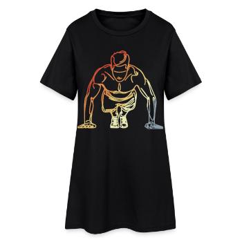 Dessin de bodybuilder Vintage - Robe T-shirt Femme - noir - Devant