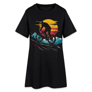 Mountain Biking Portrait - Women’s T-Shirt Dress - black - Front