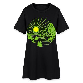 Paysage de vacances (vert) - Robe T-shirt Femme - noir - Devant