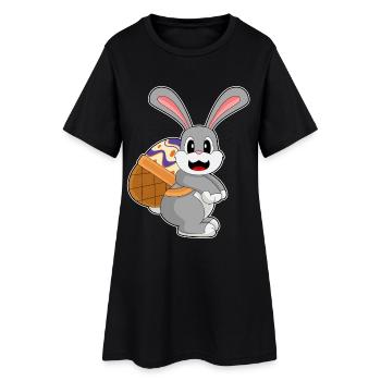 Hase Ostern Osterei  - Frauen T-Shirt-Kleid - Schwarz - Vorne