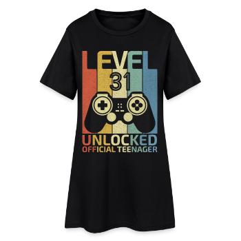 Level 31 Offizieller Teenager freigeschaltet - Frauen T-Shirt-Kleid - Schwarz - Vorne