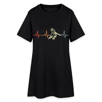 Retro Cricket Herzlinie - Frauen T-Shirt-Kleid - Schwarz - Vorne