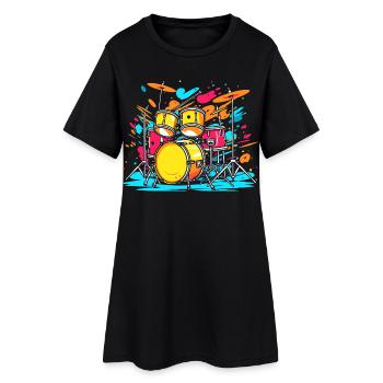 Portrait de tambour - Robe T-shirt Femme - noir - Devant