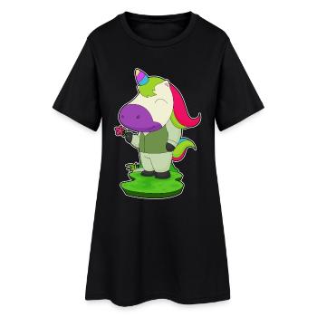 Einhorn Bräutigam Blume Hochzeit - Frauen T-Shirt-Kleid - Schwarz - Vorne