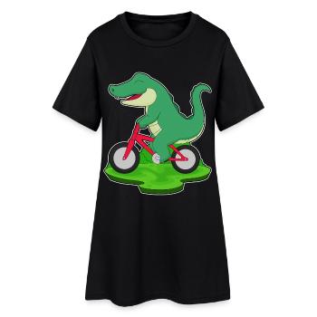 Krokodil Fahrrad - Frauen T-Shirt-Kleid - Schwarz - Vorne
