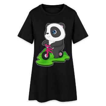 Panda Fahrrad - Frauen T-Shirt-Kleid - Schwarz - Vorne