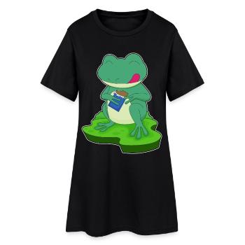 Frosch Schokoriegel - Frauen T-Shirt-Kleid - Schwarz - Vorne
