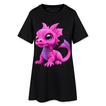 Baby Drache Pink | Niedlicher pinker Babydrache - Frauen T-Shirt-Kleid - Schwarz - Vorne