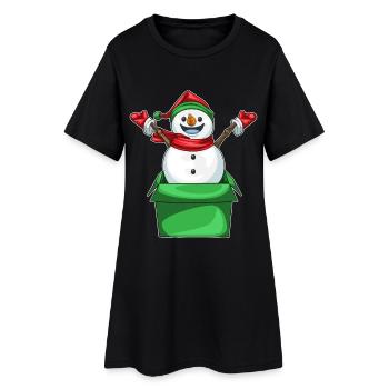 Schneemann Weihnachten Karton - Frauen T-Shirt-Kleid - Schwarz - Vorne