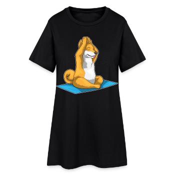 Shiba Inu Yoga Fitness Meditation - Frauen T-Shirt-Kleid - Schwarz - Vorne