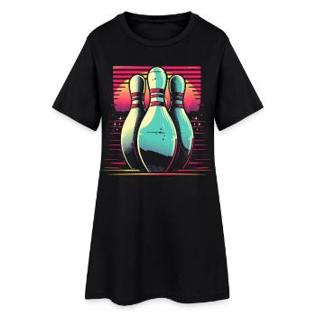 Bowling Synthwave - Robe T-shirt Femme - noir - Devant