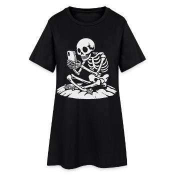 Skeleton Selfie in Moonlight - Women’s T-Shirt Dress - black - Front