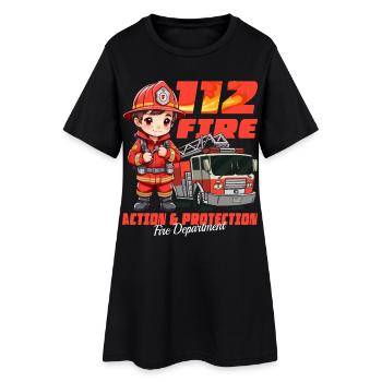 Petit pompier - Robe T-shirt Femme - noir - Devant