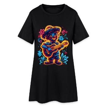Ukulele Retrowave - Frauen T-Shirt-Kleid - Schwarz - Vorne