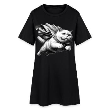 Super Katze BKH weiß Britisch Kurzhaar Geschenk - Frauen T-Shirt-Kleid - Schwarz - Vorne