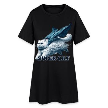 Super Katze Perser weiß Perserkatze Geschenk - Frauen T-Shirt-Kleid - Schwarz - Vorne