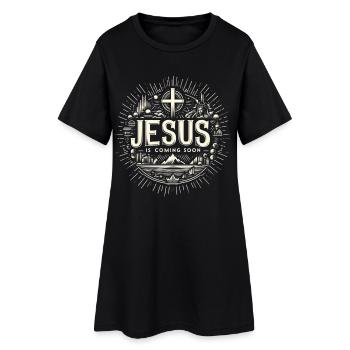Jésus bientôt à venir couronne radieuse - Robe T-shirt Femme - noir - Devant