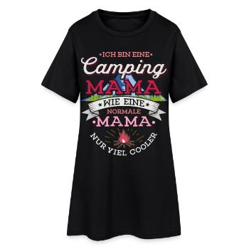 Camping Mama Campingplatz Camper Zelten Lagerfeuer - Frauen T-Shirt-Kleid - Schwarz - Vorne