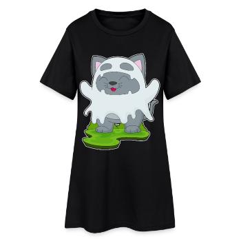 Cat Halloween Ghost - Women’s T-Shirt Dress - black - Front